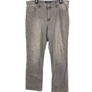 Lauren Ralph Lauren Gray Classic Straight Stretch Cotton Jeans High Rise sz 16